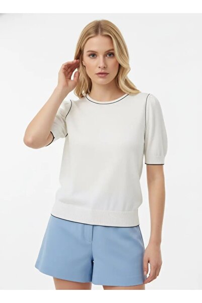 Park Karon Pulover tricotat din fire premium pentru femei guler rotund cu tex...