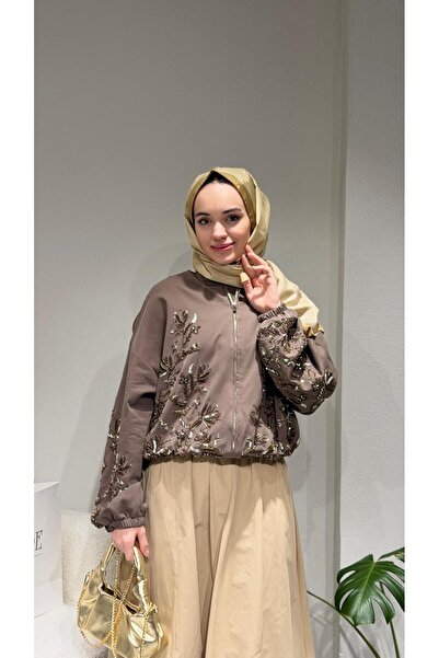 RECEP AYDIN Bomber Jacket with Stones and Embroidery
