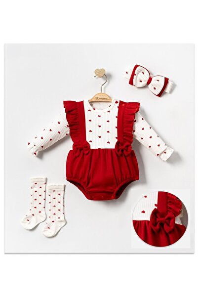 LennaBaby Baby Girl Heart Salopet Jumpsuit Set 100% Cotton Body Strap Romper ...