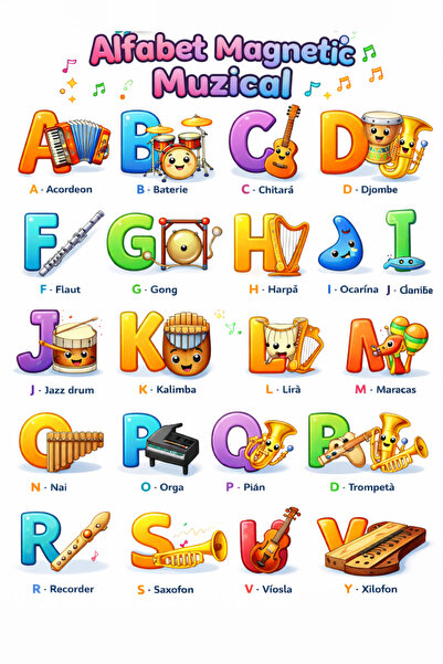 OEM Complete Alphabet - Set of 31 Magnets, Educational Musical Magnets, Music...