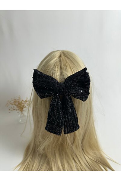 MegssStore مشبك أوتوماتيكي بفيونكة من الترتر الأسود