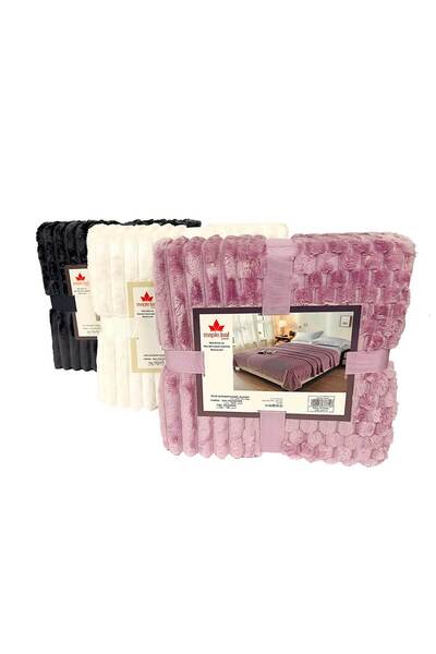 MAPLE LEAF Solid Strip Flannel Blanket