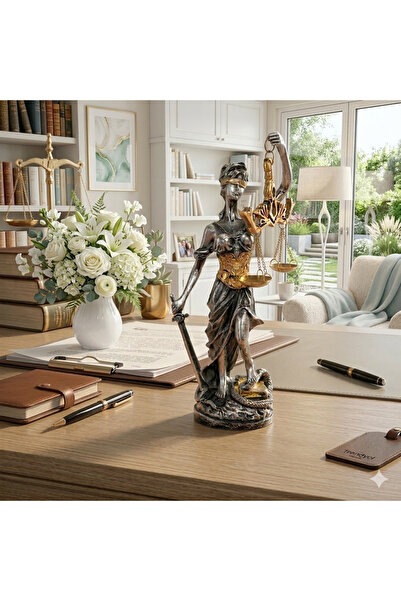ACAYİPBİUSTA Hediyelik Dekoratif Obje Heykel Biblo Adalet Terazisi Heykeli Th...
