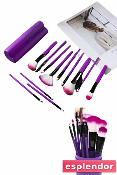 esplendor 12 قطعة من فرشاة المكياج الاحترافية، فرشاة ظلال العيون، فرشاة أحمر ...