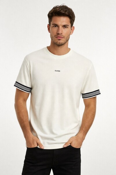 Cazador Bărbați tricou țesut Mânecă scurtă 44710 Ecru