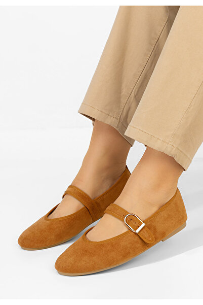 B T Shoes Balerini cu bareta Alecsona camel