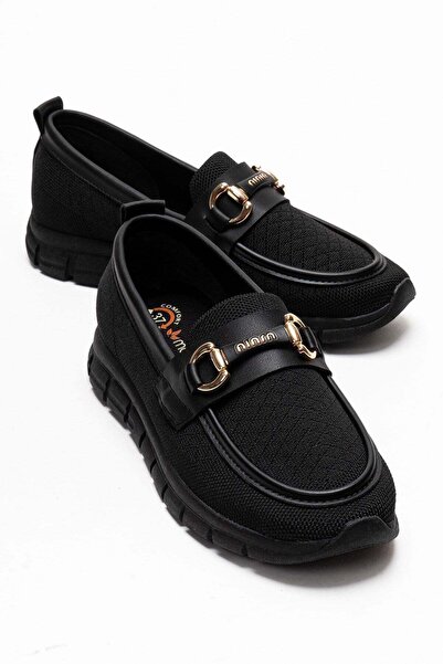 CCWAY AYAKKABI Tricotaj pentru femei Pantofi sport balerini NEGRU NEGRU