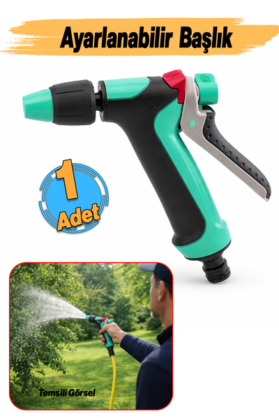 Badem10 (1 Adet) Ayarlanabilir Hortum Ucu Fıskiye Araba Yıkama Bahçe Sulama T...