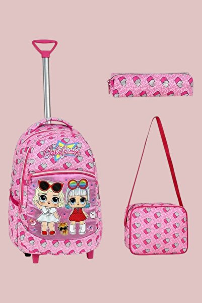 Tezzgelsin حقيبة مدرسية منقوشة على شكل قلب مع مغذيات وحامل قلم، مجموعة مكونة ...