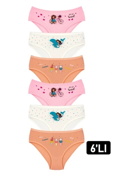 CSN CASANO 6 قطع من الملابس الداخلية للفتيات مطبوع سليب