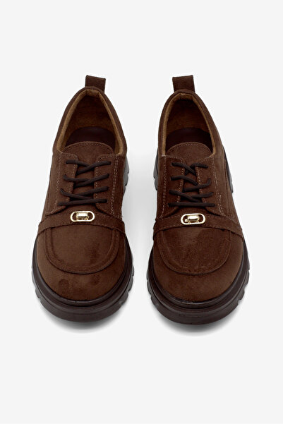 Tonny Black Women's Brown Suede Comfortable Fit Thermo Sole Lace-Up Casual Shoes