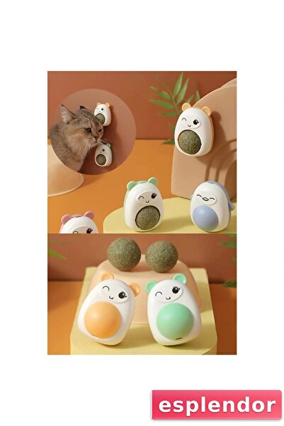 esplendor لعبة كرة لعق عشبة القطط بتصميم دمية دب