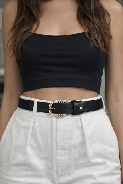 Luminos Butik Spiral Buckle Detail Black Belt Kmr006