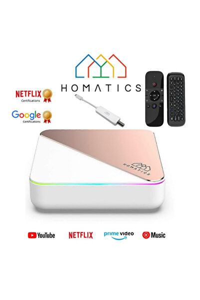 Homatics Box R 4k Plus Rose Gold Android Tv Box 4gb/32gb M8 Air Mouse Beyaz T...