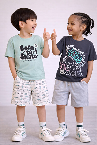 Victor and Jane Boys’ Multipack – Graphic T-Shirts & Shorts Set (4 Pack)