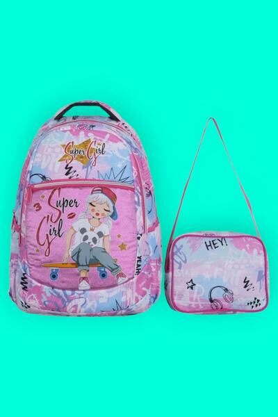 Tezzgelsin Set de 2 ghiozdane pentru fete, cu model Super Girl, pentru nutriț...