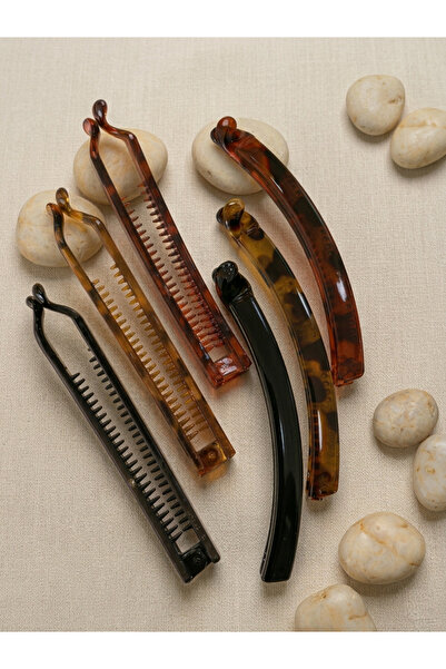 GÜLPEŞE Λεπτή αγκράφα μπανάνας 3 τεμαχίων με χτένα στο εσωτερικό