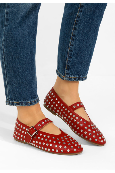 B T Shoes Balerini cu bareta Karem grena