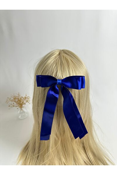 MegssStore أزرق بلون الكوبالت مشبك أوتوماتيكي بشريط من الساتان الأزرق