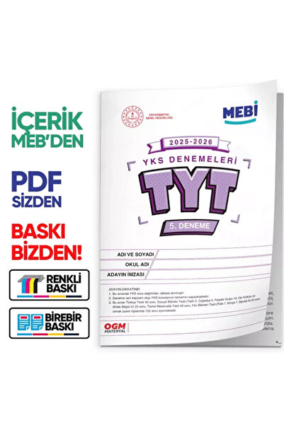 Karakutu Yayınları 2026 YKS-TYT MEBİ ONLİNE Türkiye Geneli 5. Deneme Büyük Bo...