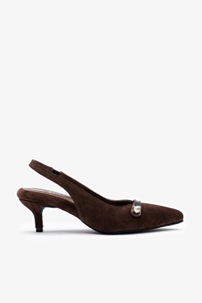 Louis Cardy Raven Brown Suede Leather Women Heeled Shoes