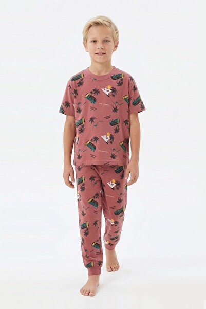 bunny hopp Boy's 100% Cotton Summer Surf and Caravan Patterned Pajama Set - S...