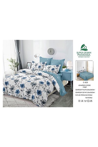 Antoniabeautyshop Lenjerie de Pat Finet 6 Piese C-867 Set Cearceaf Pilota 200...