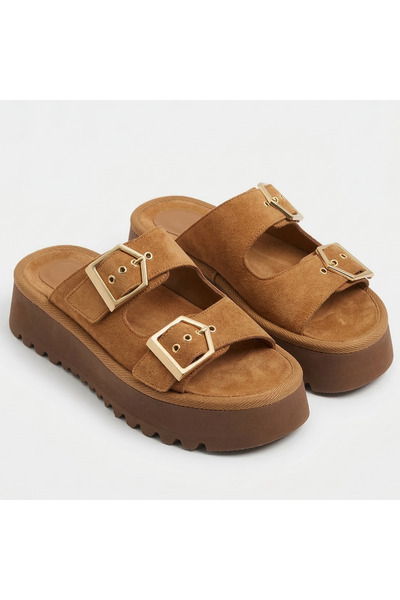 Barinoska Women's Suede Pair Buckled Platform Slipper 4 cm Comfortable Sole D...