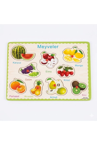 BY A.D.M Ahşap Tutmalı Eğitici Yapboz Meyveler