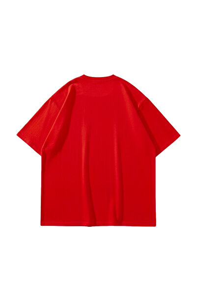 Sekizbiraltı We Should Kiss Baskılı Oversize Unisex Kırmızı Tshirt