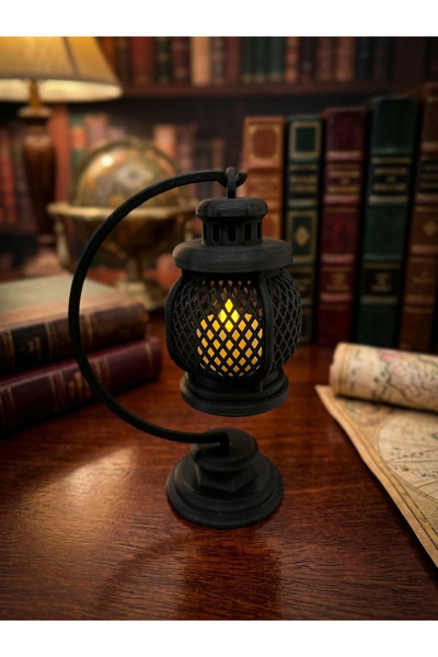 California ST Dekoratif Masa Feneri Led Mumlu Nostaljik Kitaplık ve Masa Lamb...
