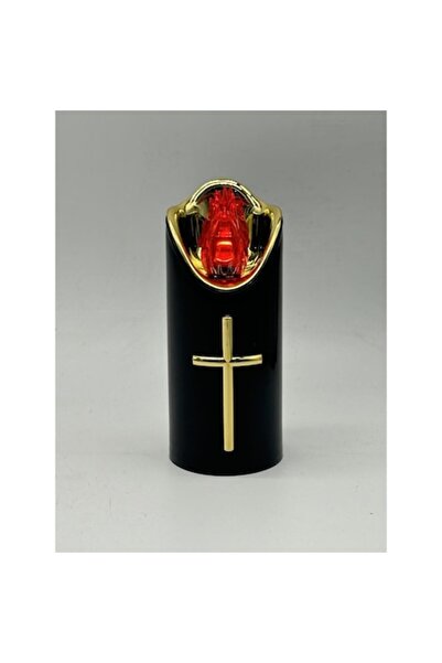 Cortina LED Candle Cortina, Black, 15x5cm, with Red Flame Effect, Set of 1