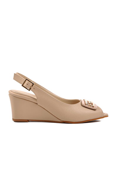 Aspor Beige Wedge Heel Women's Heeled Shoes