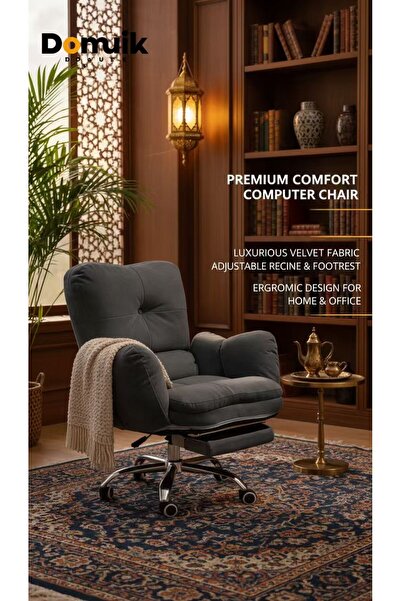 Domuik Office Chair with Foot Rest, Office Desk Chair with Adjustable Lumbar ...