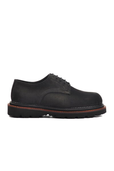 Aspor Black Nubuck Genuine Leather Men's Classic Shoes
