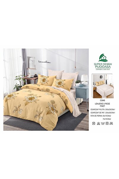Antoniabeautyshop Lenjerie de Pat Finet 6 Piese C-773 Set Cearceaf Pilota 200...