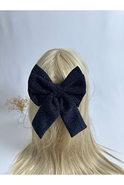 MegssStore مشبك أوتوماتيكي على شكل فيونكة باللون الأزرق الداكن لمّاع زوجًا