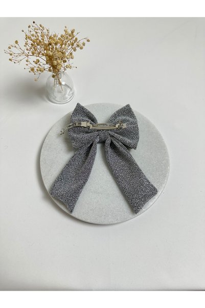 MegssStore Gray Glittery Double Bow Automatic Buckle