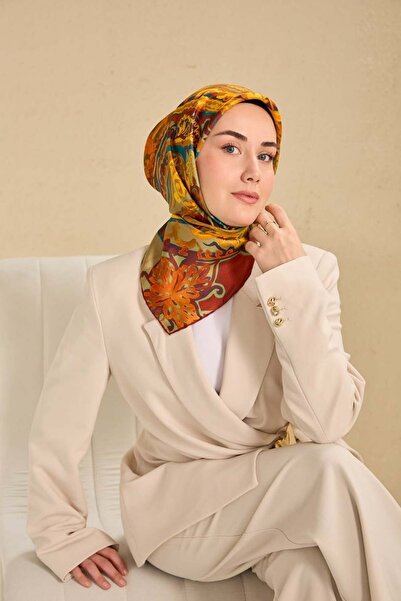 Silk Home Μεταξωτό Φουλάρι Tivil IST 11512- 07 Σκούρο Πορτοκαλί Έθνικ Σχέδιο