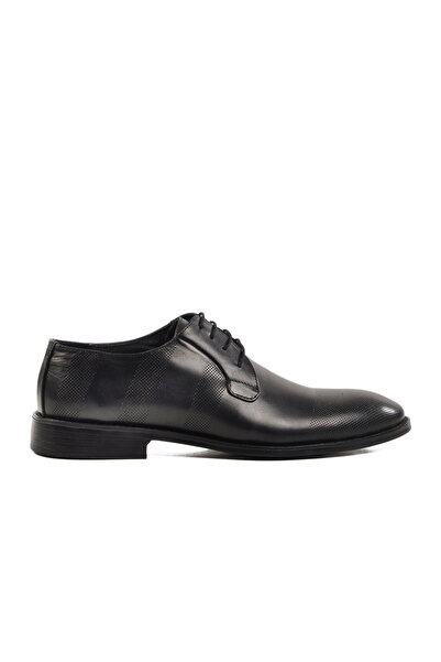 Aspor Black Antique Genuine Leather Men's Classic Shoes