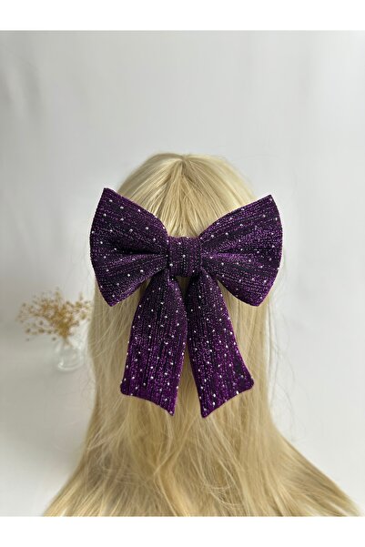 MegssStore Purple Buzzy Stone Bow Automatic Buckle