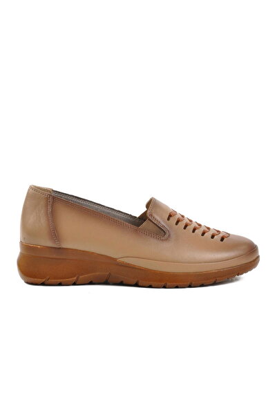 Aspor Cream Genuine Leather Orthopedic Women's Flat Casual Casual Shoes