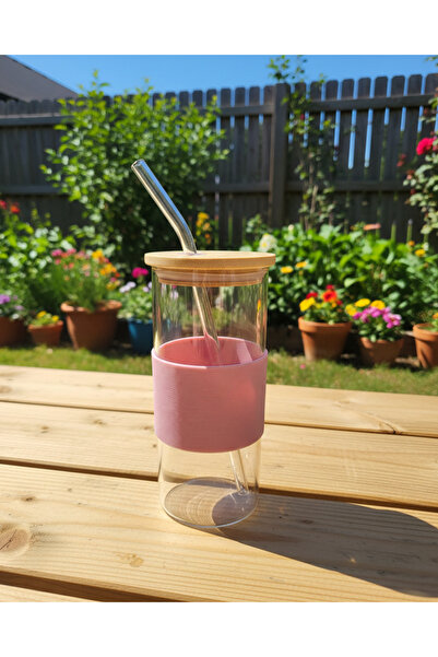 Nohiko Bamboo Glass Mug with Lid and Straw - 400ml