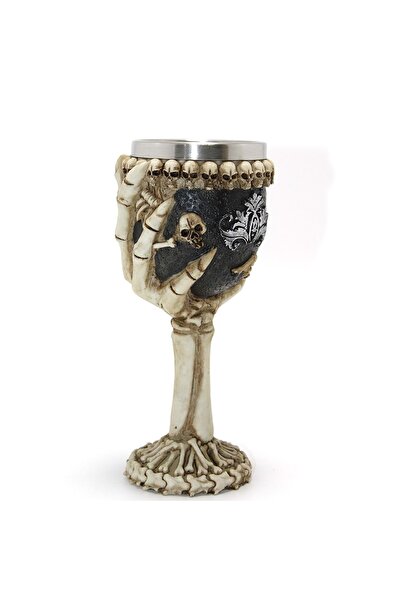 Store İskelet Eli Tutan 3D Kabartmalı Paslanmaz Çelik Kadeh Bardak 7*19 Cm
