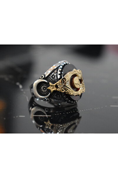 GÖKYÜZÜ SİLVER 925 AYAR ÖZEL TASARIM AY/YILDIZLI TAŞLI GÜMÜŞ YÜZÜK