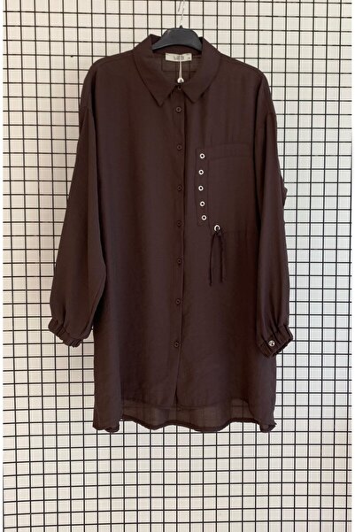 Armine Trend Modal Fabric Button Closure Sleeves Ribbed Hijab Tunic