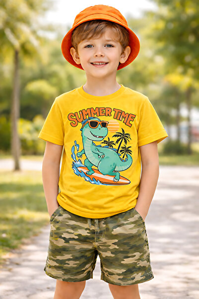 ArtYus Unisex Παιδικό T-Shirt Dinosaur με τύπωμα – Summer Time Surf Με σχέδιο...