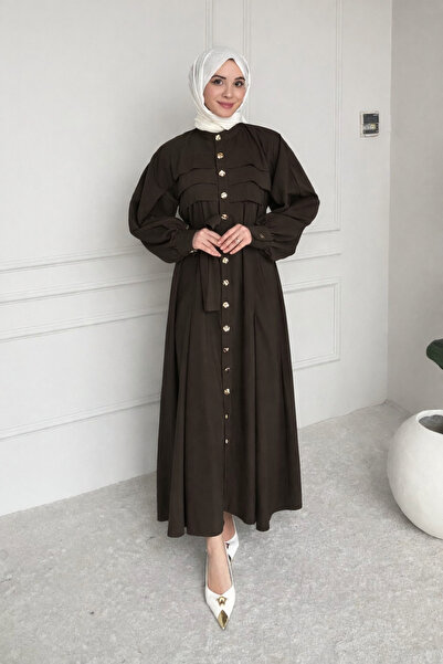 Tesettür Diyarı Liva Tansel Υφασμάτινο Φόρεμα Τεσεττούρ με Κουμπιά Μπροστά κα...