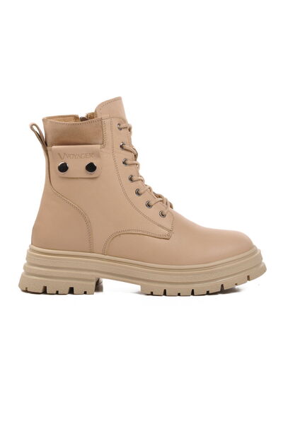 Voyager Beige Genuine Leather Women's Boots