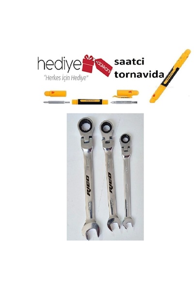 HAKTOR Rico Rico Articulated Ratchet Wrench 8Mm-10Mm-13Mm 3 Pieces